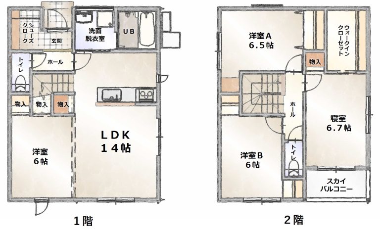 リラクス円座Ⅴの階間取り