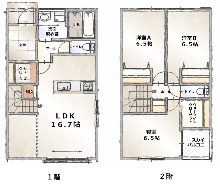 リラクス屋島Ⅰの階間取り